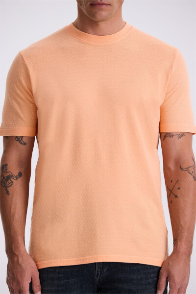 Orange 100% Cotton Printed Crew Neck T-Shirt - 3