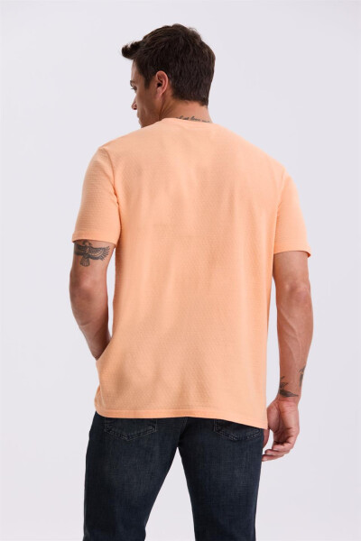 Orange 100% Cotton Printed Crew Neck T-Shirt - 4