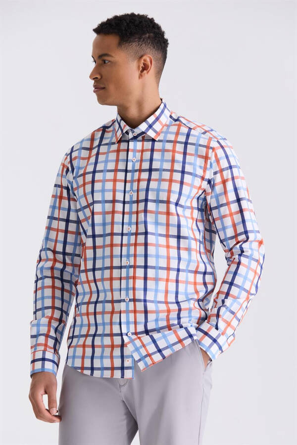 Orange Slim Fit Collar Button Shirt - 1