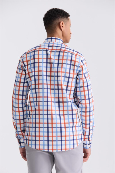 Orange Slim Fit Collar Button Shirt - 4