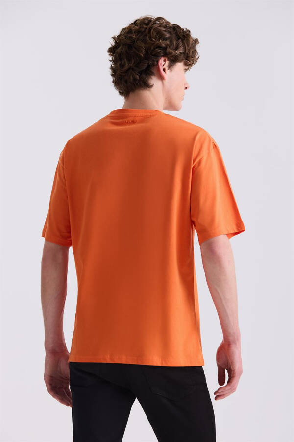 Oranj Over Size Yazı Baskılı Bisiklet Yaka T-Shirt - 4