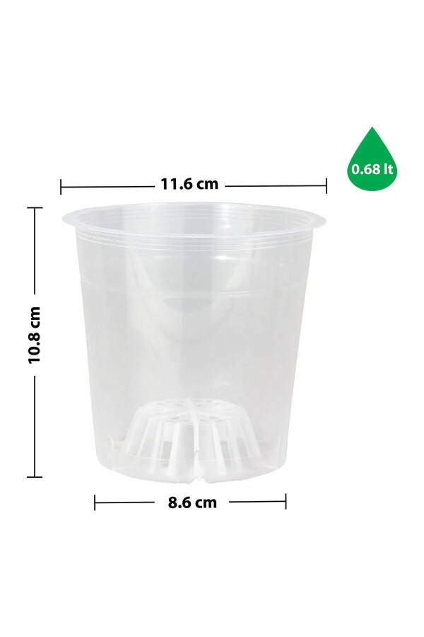 Orchid Growing Pot 12 Pack 0.75lt Clear Plastic Pot - 8