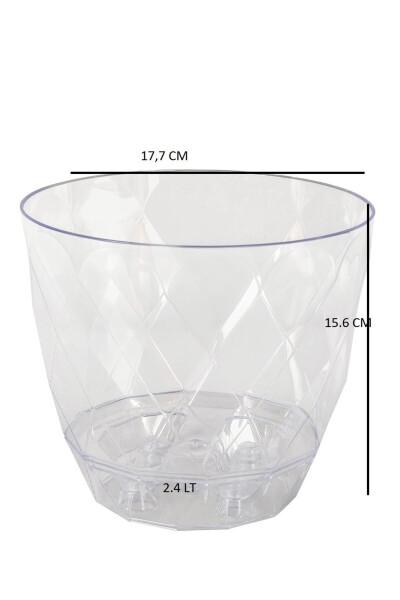 Orchid Pot with Plate Transparent Decorative Plastic Pot Yakamoz Orchid No.3 - 4