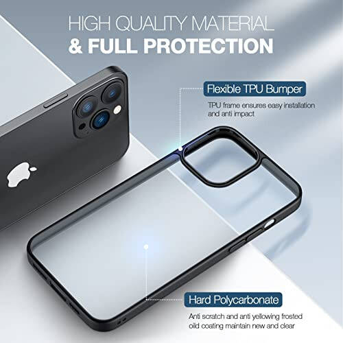 ORIbox iPhone 12/12 Pro Slim Case - Crystal Clear, Shockproof, Anti-Fall, Translucent Matte, 6.1