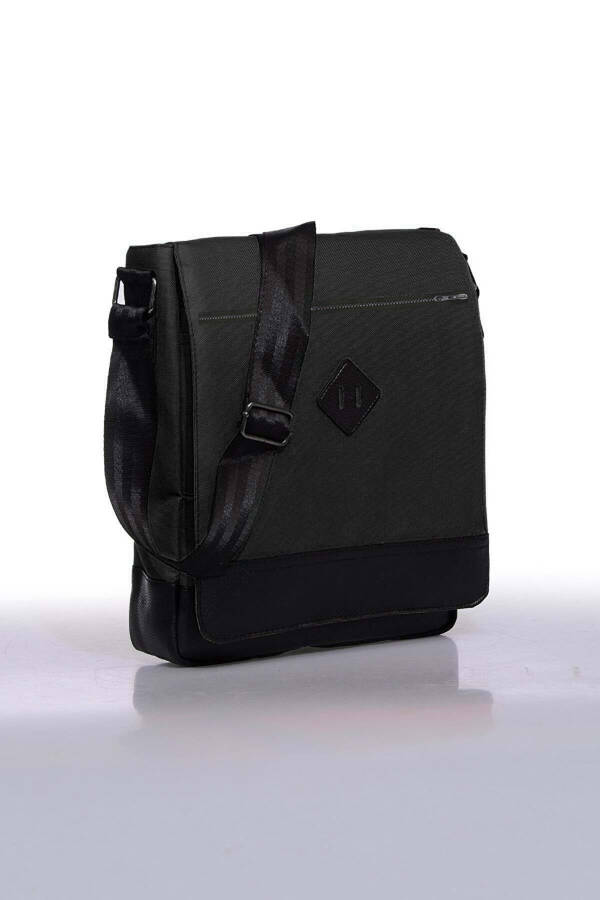 Orjın Unisex 11 Vertical Postman Crossbody Shoulder Bag - Black - 2