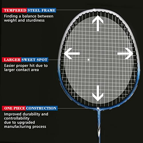 Orqa hovli sportlari uchun kattalar oila raketkasi o'yini uchun 4 ta badminton raketkasi to'plami, 12 ta volanchik, 4 ta almashtirish ushlagichi, 4 ta bilak bog'lamasi va tashish sumkasi - 4