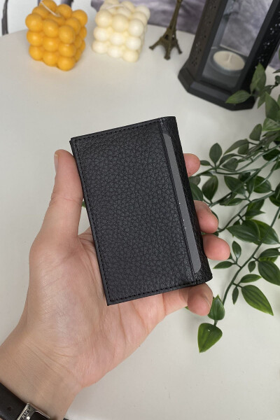 Orsa – Genuine Leather Minimalist Card Holder Black Super Slim Wallet, Business Card Holder - 3