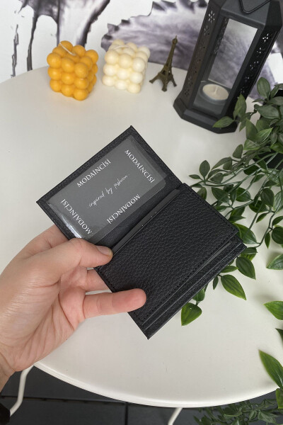 Orsa – Genuine Leather Minimalist Card Holder Black Super Slim Wallet, Business Card Holder - 6