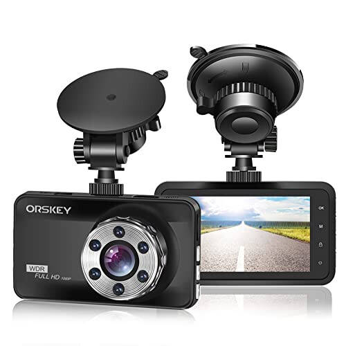 ORSKEY Dash Cam 1080P Full HD Araba DVR Gösterge Paneli Kamerası Video Kaydedici Araba Kamerası Dashcam Arabalar için 170 Geniş Açı WDR 3.0'' LCD Ekran Gece Görüşü ve G-Sensörü - 1