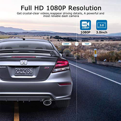 ORSKEY Dash Cam 1080P Full HD Avtomobil DVR Dashtur Kamera Video Yozib Chiqaruvchi Avtomobil Kamerasi Dashcam Avtomobillar Uchun 170 Keng Burchak WDR 3.0'' LCD Displey Kechasi Ko'rish va G-Sensor - 4