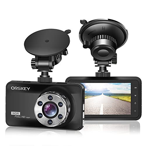 ORSKEY Dash Cam 1080P Full HD Автомобильная DVR Панель приборов Камера Видеорегистратор Встроенная камера Dashcam для автомобилей 170 Широкий угол WDR с 3,0'' ЖК-дисплеем Ночное видение и G-сенсор - 1