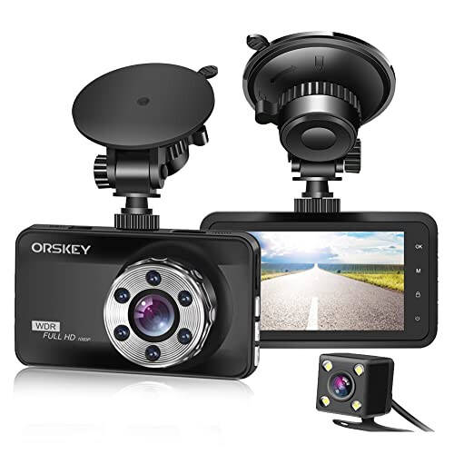 ORSKEY Dash Cam 1080P Full HD Автомобильная DVR Панель приборов Камера Видеорегистратор Встроенная камера Dashcam для автомобилей 170 Широкий угол WDR с 3,0'' ЖК-дисплеем Ночное видение и G-сенсор - 5