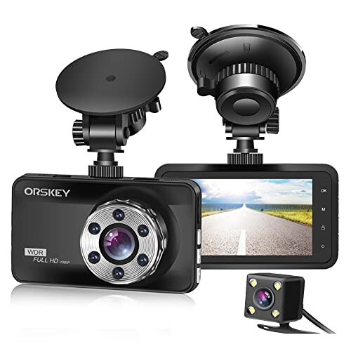 ORSKEY Ön ve Arka 1080P Full HD Çift Dash Kamera Araç Kamerası Gösterge Paneli Kamerası Dashcam Arabalar İçin 170 Geniş Açı 3.0