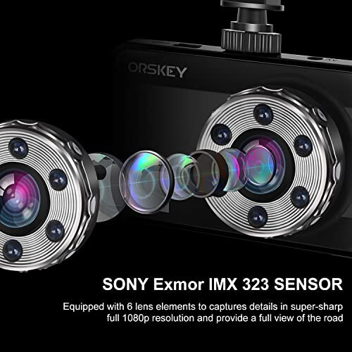 ORSKEY Ön ve Arka 1080P Full HD Çift Dash Kamera Araç Kamerası Gösterge Paneli Kamerası Dashcam Arabalar İçin 170 Geniş Açı 3.0