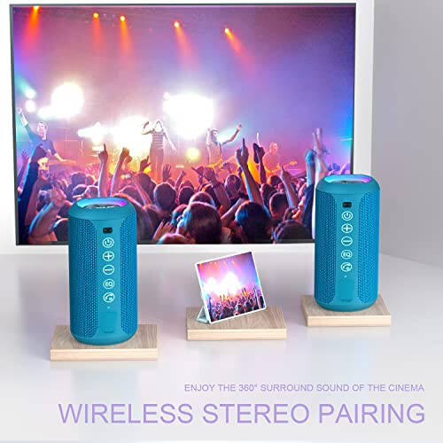 Ortizan Taşınabilir Bluetooth Hoparlörler, IPX7 Su Geçirmez Kablosuz Açık Hava Hoparlörü, 24W Yüksek Sesli Stereo Ses ve Bluetooth 5.3, Derin Bas, RGB Işıklar, Çift Eşleştirme, Ev, Parti İçin 30 Saat Çalma Süresi - 3