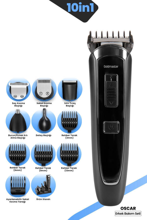 Oscar Wireless Stainless Steel Full 10 in 1 Men's Grooming Set - 25