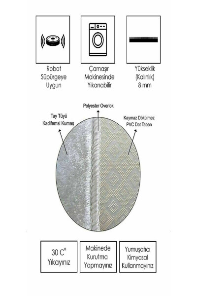 Osmon Palmalar Naqshli Yuviladigan Sirpanmas Halı - 2