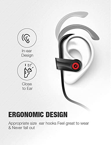 Otium Bluetooth Earbuds Wireless Headphones Bluetooth Headphones, Sports Earbuds, IPX7 Waterproof Stereo Earphones for Gym Running 15 Hours Playtime Sound Isolation Headsets, Black - 5