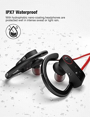 Otium Bluetooth Headphones, Wireless Earbuds IPX7 Waterproof Sports Earphones with Mic HD Stereo Sweatproof in-Ear Earbuds Gym Running Workout 15 Hour Battery Sound Isolation Headsets - 17