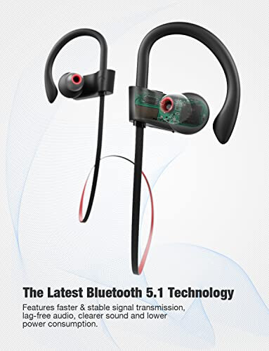 Otium Bluetooth Kulaklıklar Kablosuz Kulaklıklar Bluetooth Kulaklıklar, Spor Kulaklıklar, IPX7 Su Geçirmez Stereo Kulaklıklar Spor Salonu Koşusu İçin 15 Saat Oynatma Süresi Ses Yalıtımlı Kulaklıklar, Siyah - 11