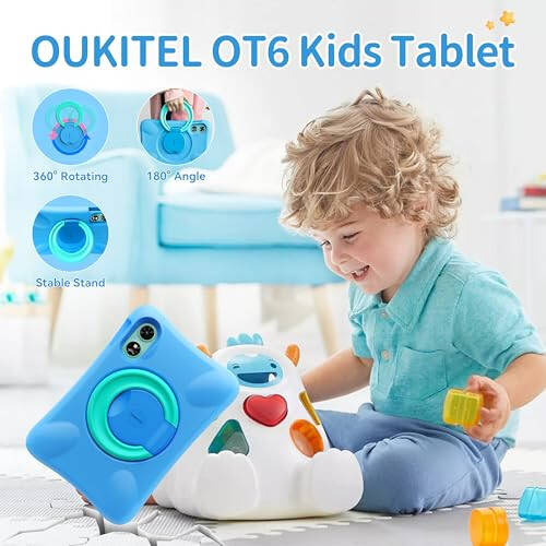 OUKITEL OT6 Kids Tablet, 10 Inch Android 13 Tablet for Kids - 16GB+64GB up to 1TB, 8000mAh Toddler Tablet with Shockproof Case,Widevine L1,GMS,WiFi 6, Google Kids Space,Parental Control,Dual Camera - 2