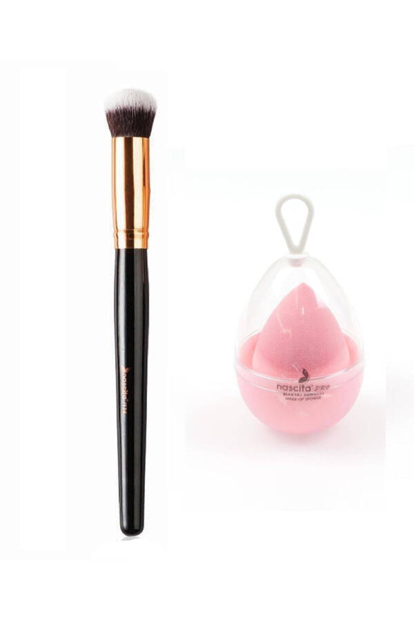 Oval Shaped Concealer Brush + Boxed Egg Sponge Pink - 1