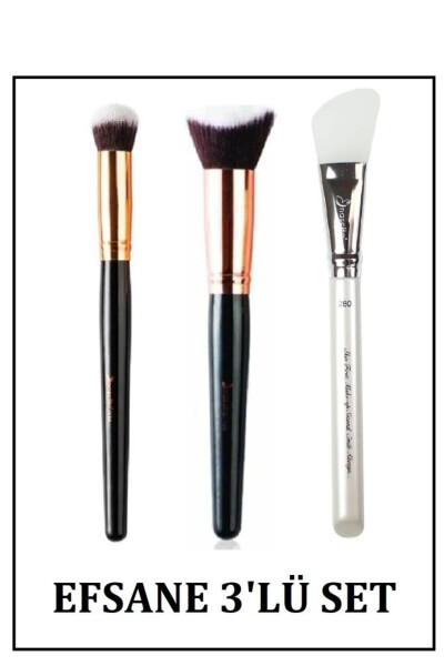 Oval Yapılı Kapatıcı Fırçası 136+3d Kabuki Fondöten Fırçası 0150 + Maske Fırçası 0280 Efsane - 2