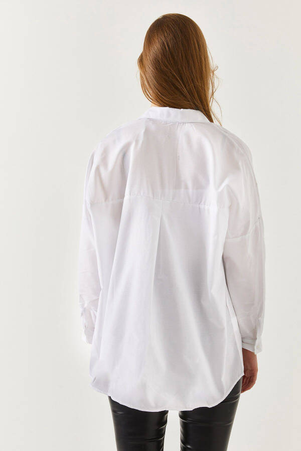 Oversize Long Basic Shirt - White - 4