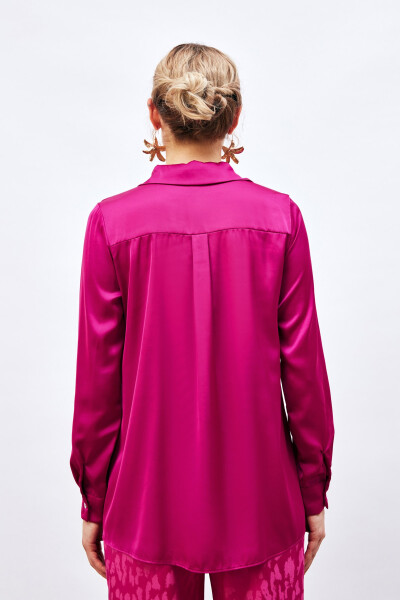 Oversize Satin Shirt - Fuchsia - 14