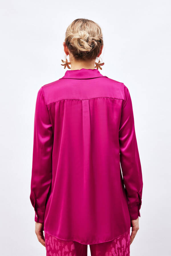 Oversize Satin Shirt - Fuchsia - 14