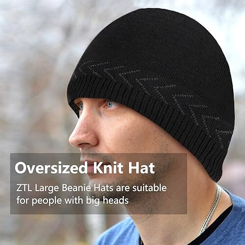 Oversize XXL Beanie Hat for Big Heads 23.6-25.6 - 3