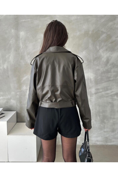 Oversized Belted Leather-Look Jacket - 3