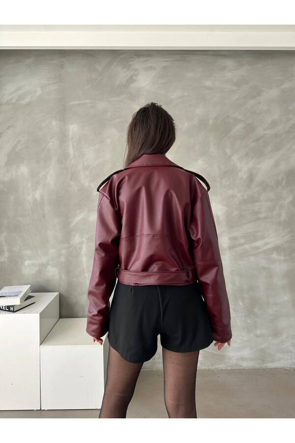 Oversized Belted Leather-Look Jacket - 3