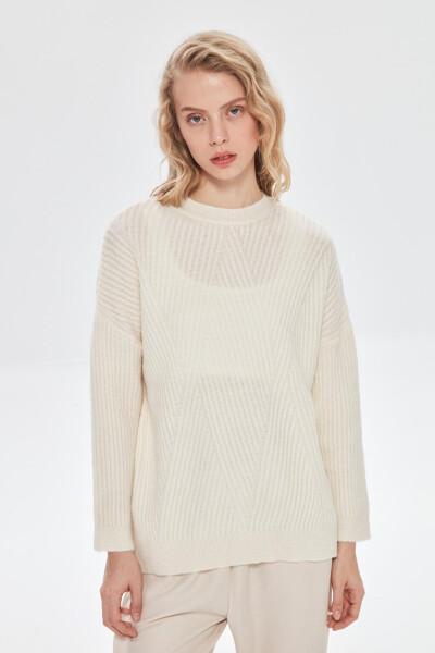 Oversized Crewneck Sweater Ecru - 1