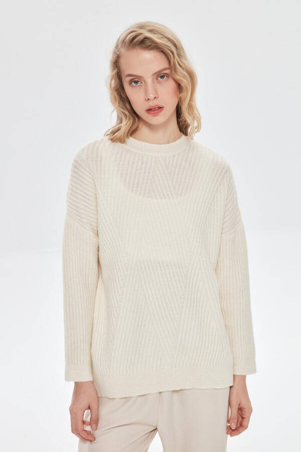 Oversized Crewneck Sweater Ecru - 1