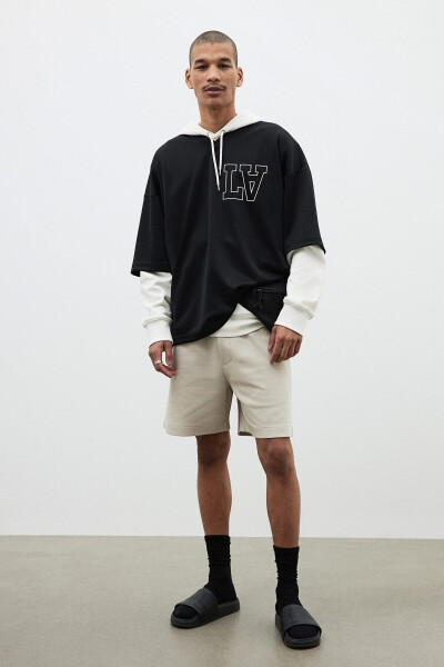 Oversized Fit Printed Mesh T-Shirt - 1