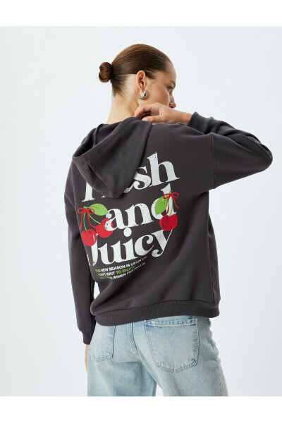 Oversized Fruit Print Hoodie Sweatshirt with Fleece - 10