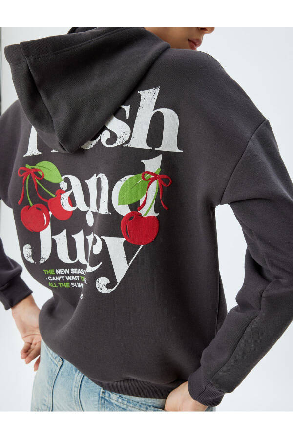 Oversized Fruit Print Hoodie Sweatshirt with Fleece - 11