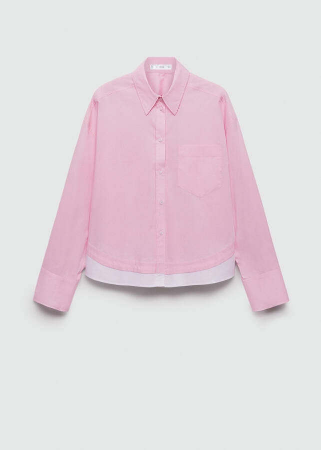 Oversized pink shirt with contrast - 1