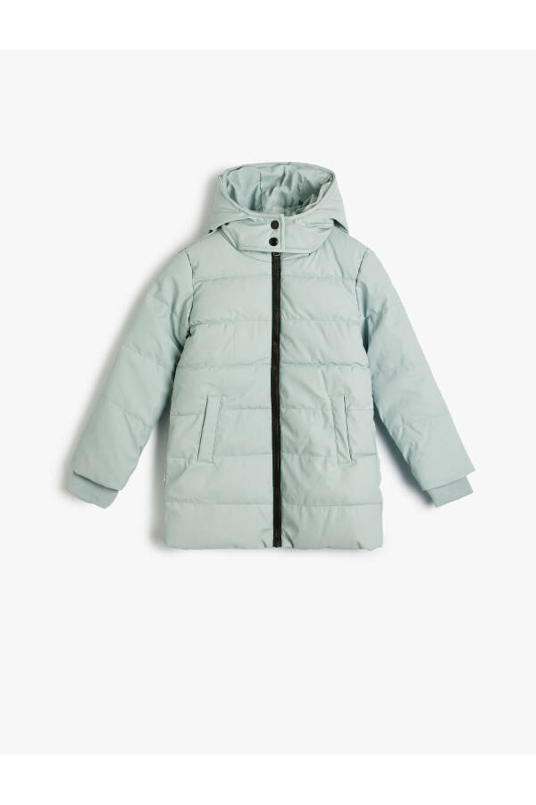 Oversized puffer jacket, zipper closure, elastic cuffs. - 1