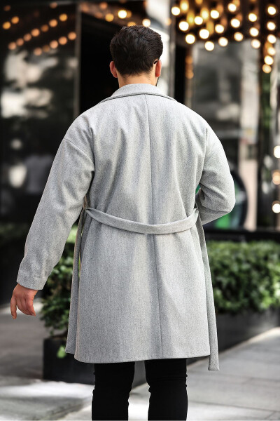 Oversized, relaxed fit, men's wool coat with belt. - 7