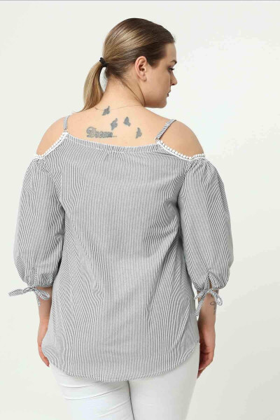 Oversized Sleeveless Blouse with Balloon Sleeves Grey - 4