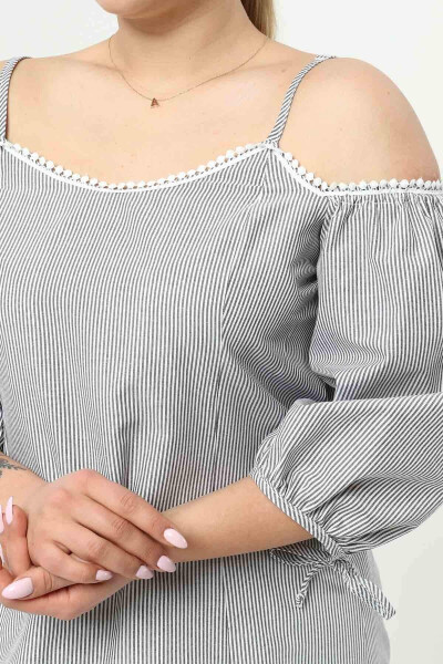 Oversized Sleeveless Blouse with Balloon Sleeves Grey - 5