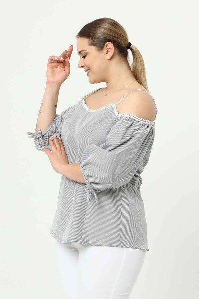 Oversized Sleeveless Blouse with Balloon Sleeves Grey - 8