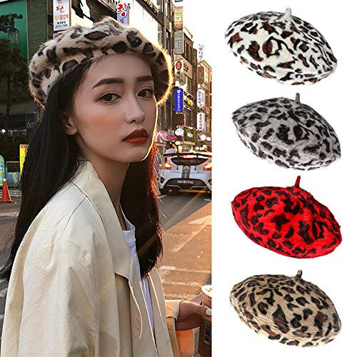 Ovida Ayollar uchun Leopard bosma Bere Shlyapa Yün Fransuz Bere Qopqoq Qish Issiq Beanie Shlyapa - 23