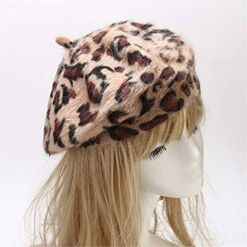 Ovida Ayollar uchun Leopard bosma Bere Shlyapa Yün Fransuz Bere Qopqoq Qish Issiq Beanie Shlyapa - 24