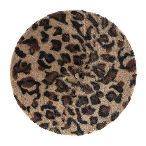 Ovida Women Leopard Print Beret Hat Wool French Beret Cap Winter Warm Beanie Hat - 25