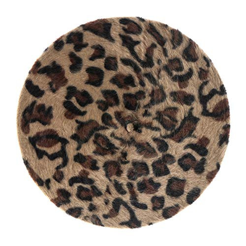 Ovida Women Leopard Print Beret Hat Wool French Beret Cap Winter Warm Beanie Hat - 4