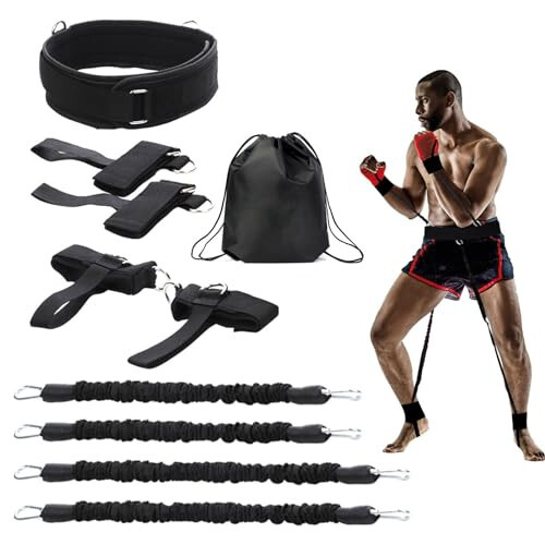 OYINDIZ Boxing Resistance Bands, Leg Strength and Agility Speed Resistance Bands Trainer Exercise Power Punch Pro for MMA, Karate Combat, Boxing Basketball Football Training Equipment - 1