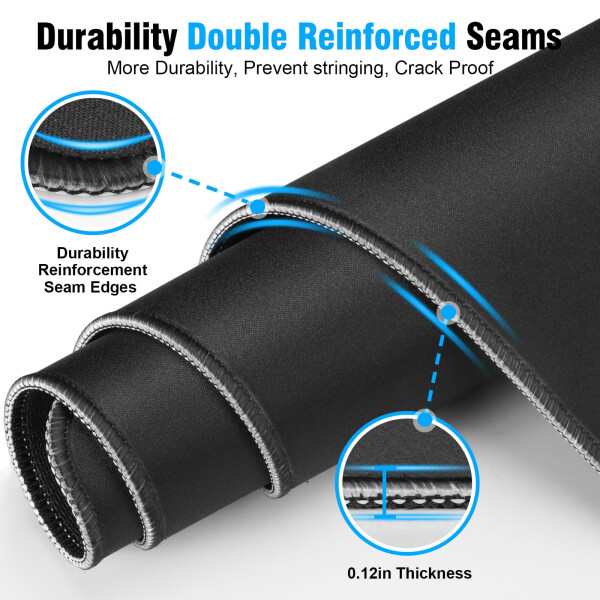 Oyun fare altlığı 31.5x11.8 inç, üstün dokulu kaymaz kauçuk ve suya dayanıklı, kenarları dikilmiş, oyun, ofis ve ev için siyah. - 8